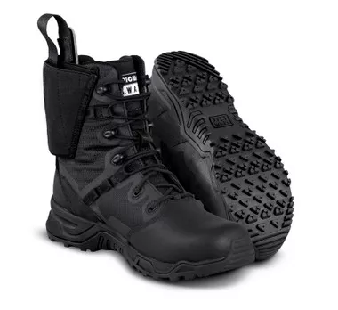 Original SWAT 177901 Alpha Defender Black Polishable Toe Boots W/Integrated Holster