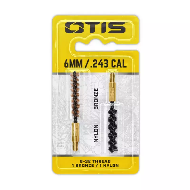 OTIS .25 CAL BORE BRUSH 2 PACK, 1 NYLON /BRONZE BRUSH 243 /6MM
