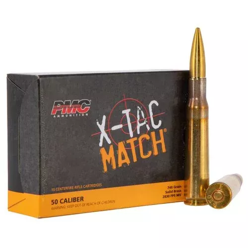 PMC 50XM X-Tac Match 50 BMG 740 gr Solid Brass 10 Per Box