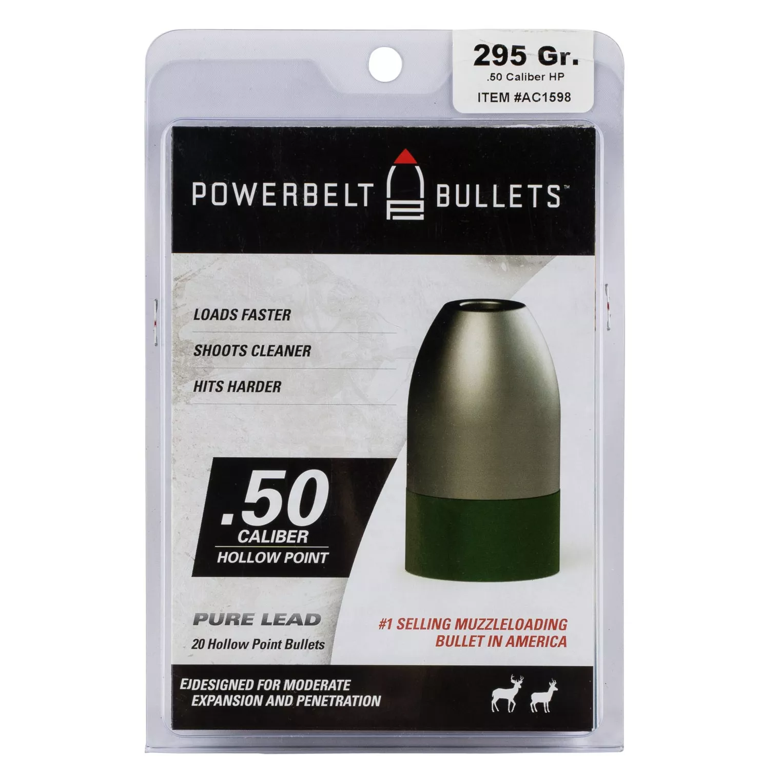 PowerBelt Bullets AC1572 Pure Lead Muzzleloader 50Cal Lead Hollow Point 348gr 15rd/Box