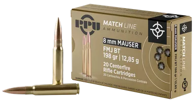 PPU 8mm Mauser Ammo 200 Grain FMJ Box of 20
