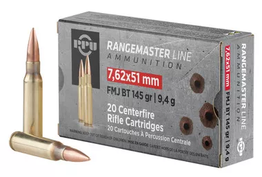 PPU Rangemaster 7.62x51mm 145gr FMJBT Ammunition - 20 Rounds