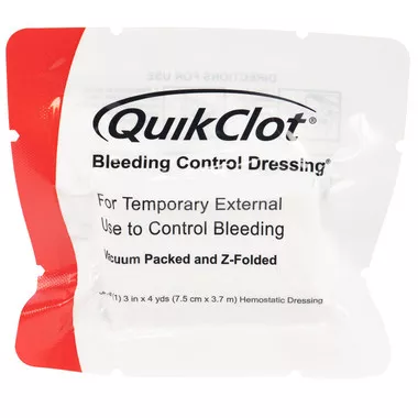 QuikClot Bleeding Control Z-Fold Dressing 3" x 4 Yards
