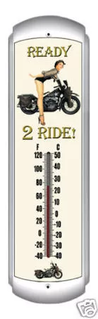 Ready 2 Ride Motorcycle Pinup Girl Thermometer