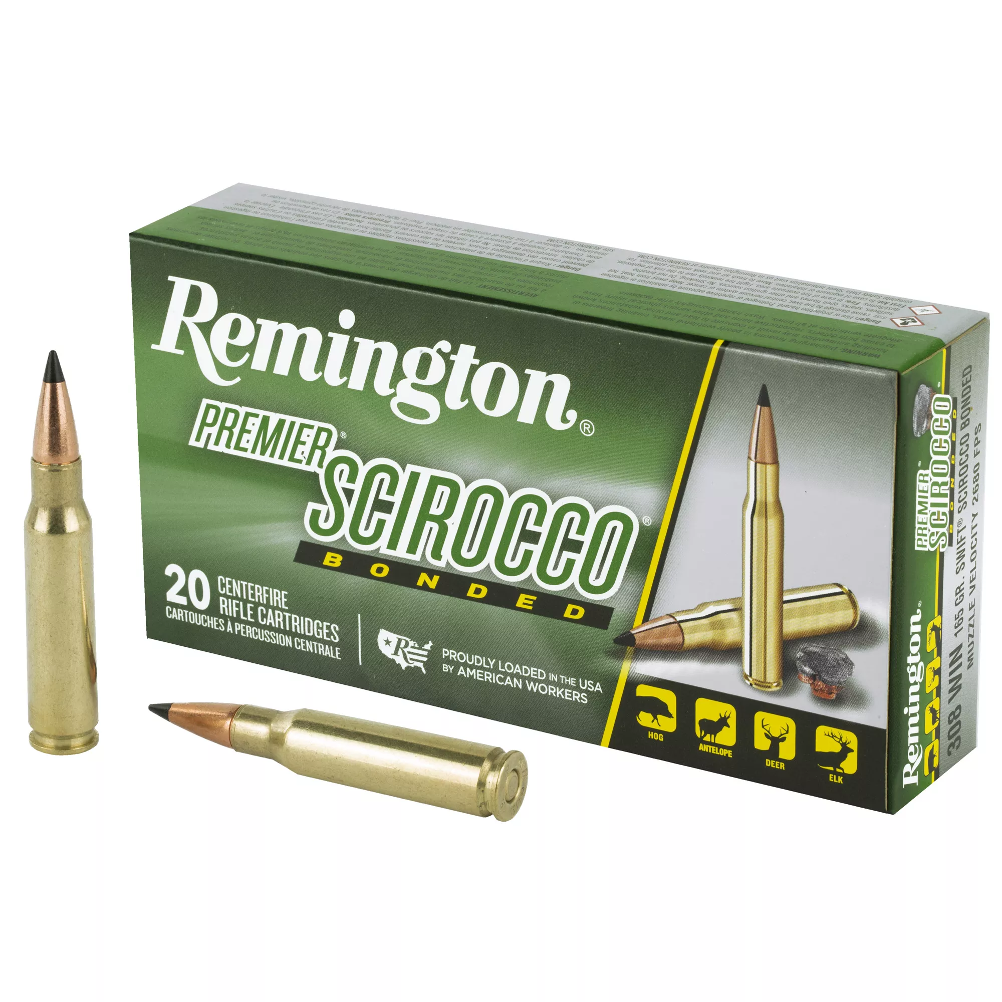 Remington Ammunition 29332 Premier Scirocco Bonded 308Win 165gr Swift Scirocco Bonded 20 Per Box/10 Case