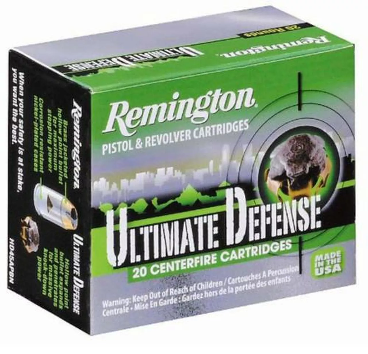 Remington Ultimate Defense 45 ACP Brass Jacket Hollow Point 230gr, 20 Round Box
