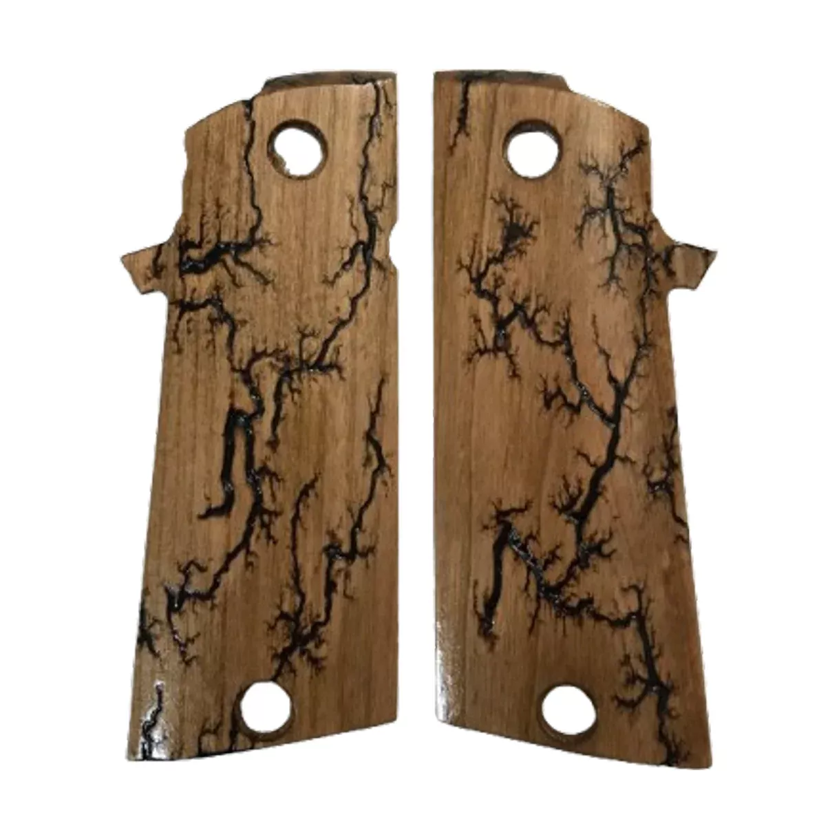 RIA - 1911 Double Stack FS HC Grips - w/MagWell - w/Fractal Burning Pattern - Cherry
