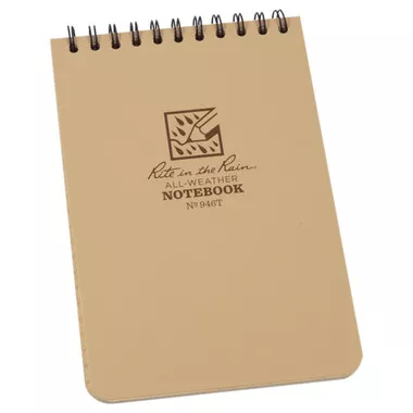 Rite In The Rain Top Spiral 4"x6" Notebook, Tan