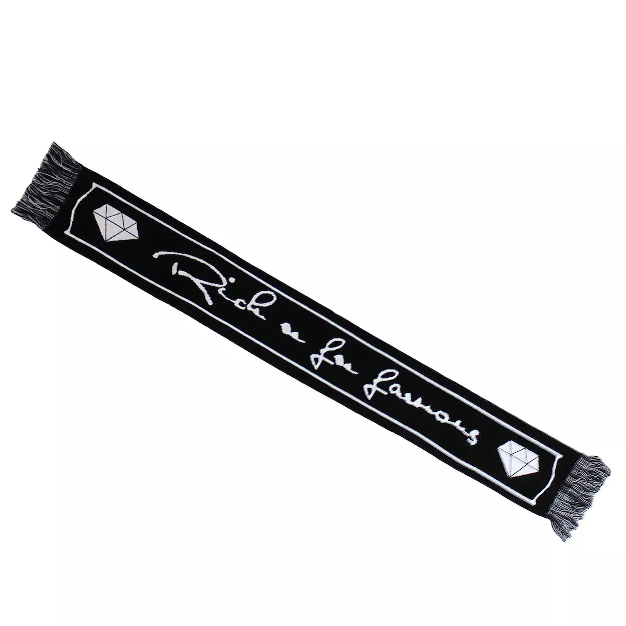RnF Custom Knit Scarf 60" - Bold Text & Diamond Print Design