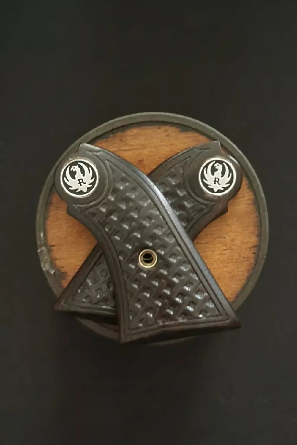 Ruger Bearcat Square Walnut Panel Grips with Basketweave Design Choice Ruger Medallions