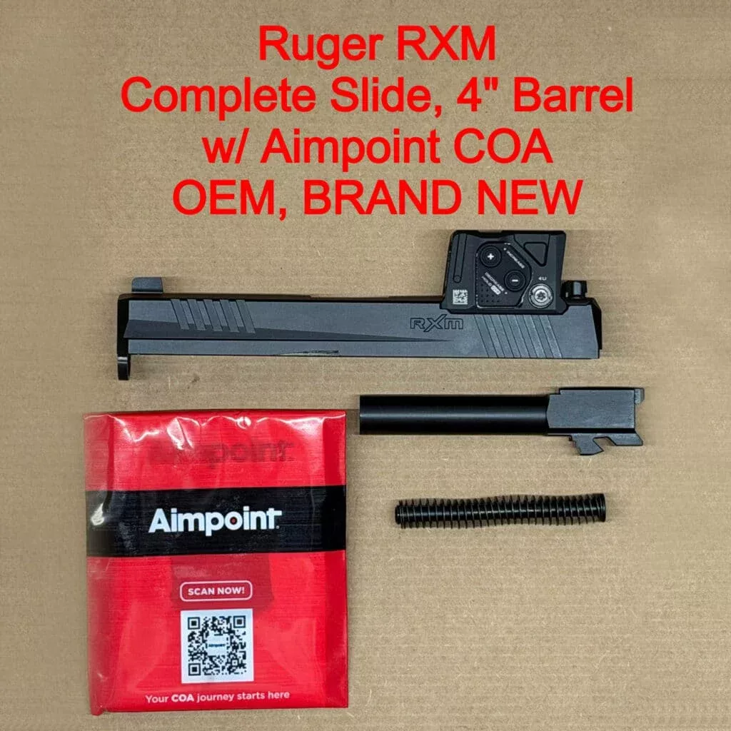 Ruger RXM Aimpoint COA Complete Slide Assembly – Glock 19 Gen 3 Compatible – OEM Black Optics Ready – BRAND NEW