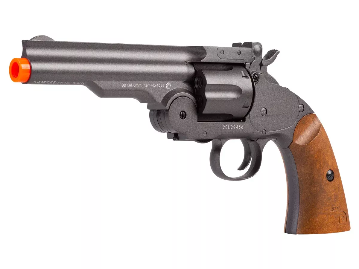 Schofield Airsoft CO2 BB Revolver, 5" Barrel, Black - FPS 460