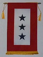 Service Flag, (Blue Star Banner) 3 Star with Gold Fringe