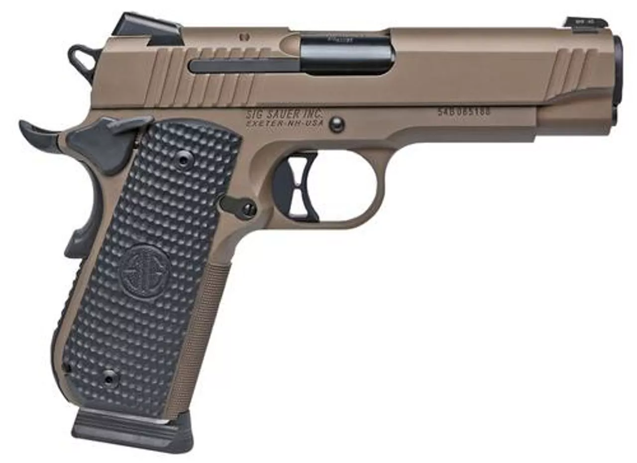 Sig 1911 45 ACP 4.2″, Emperor Scorpion, Flat Dark Earth, Siglite, Black, Fastback, 8rd