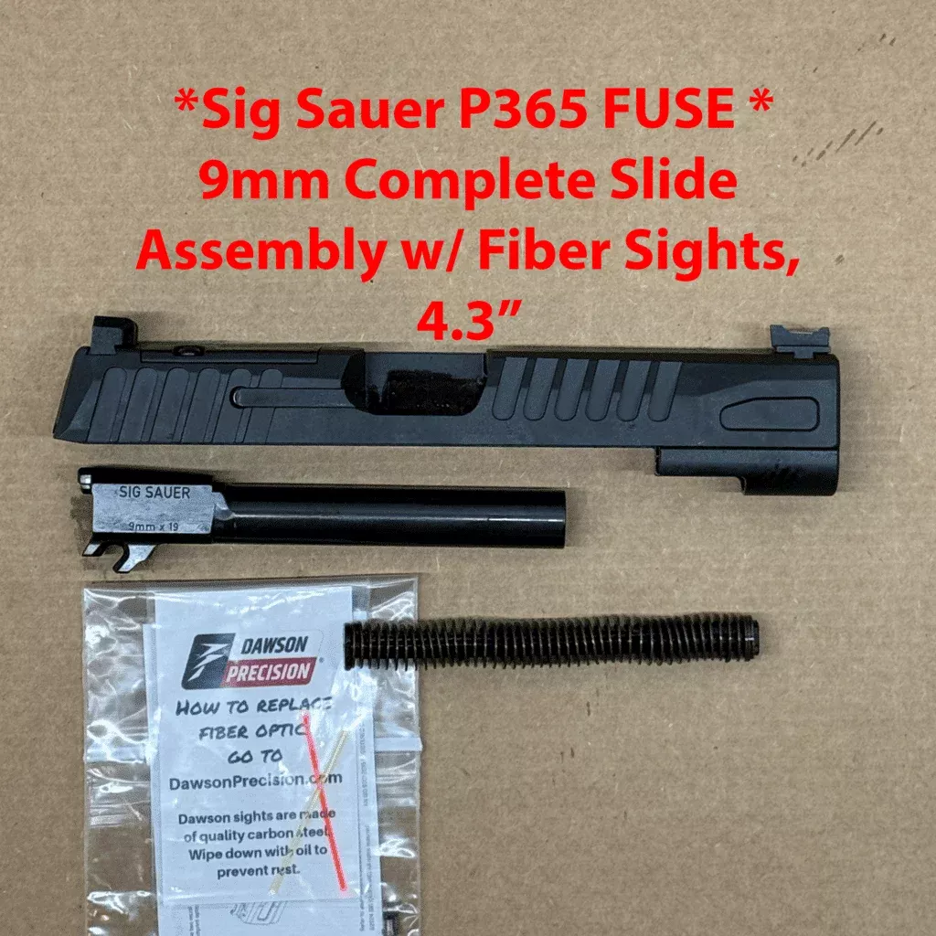 Sig Sauer P365 Fuse 9mm Complete Slide Assembly, 4.3″ , Optic Cut, Fiber Sights