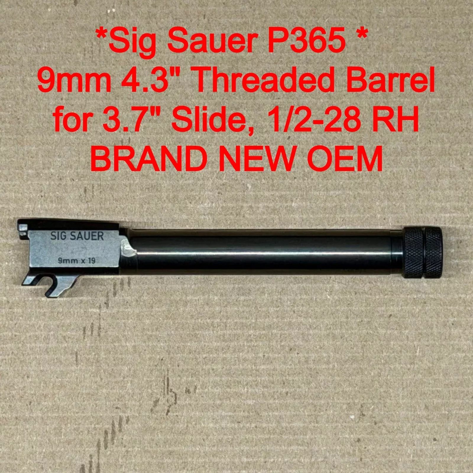 SIG Sauer P365 OEM Threaded Barrel 4.3″ 9mm 1/2×28 Black Nitron – 8902058 – NEW