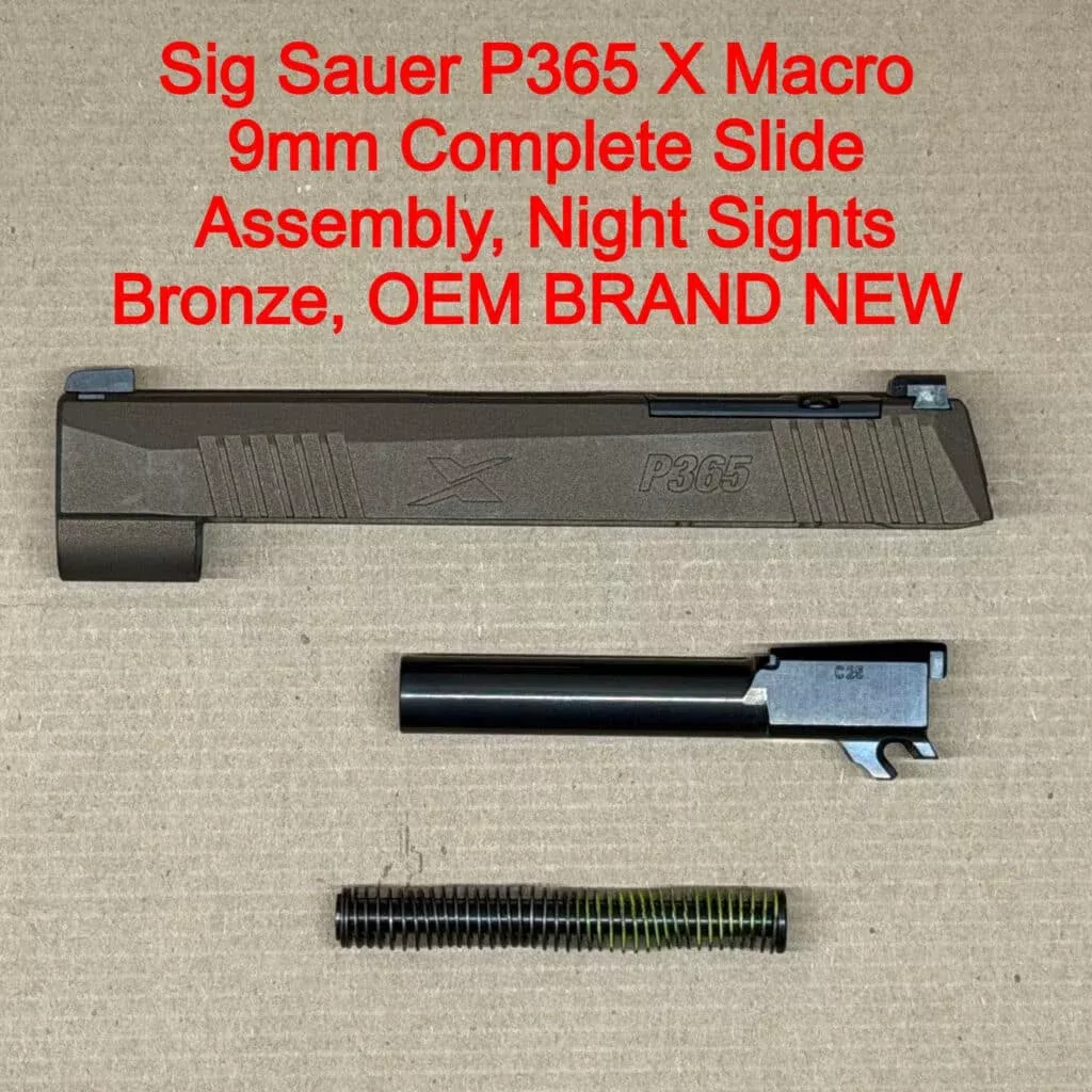 Sig Sauer P365 XMacro OEM Complete Slide Assembly 9mm Bronze Optic Cut – BRAND NEW