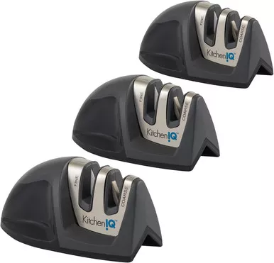 Smith's KitchenIQ Deluxe Diamond Edge Grip 2-Stage Knife Sharpener 3Pk Blk