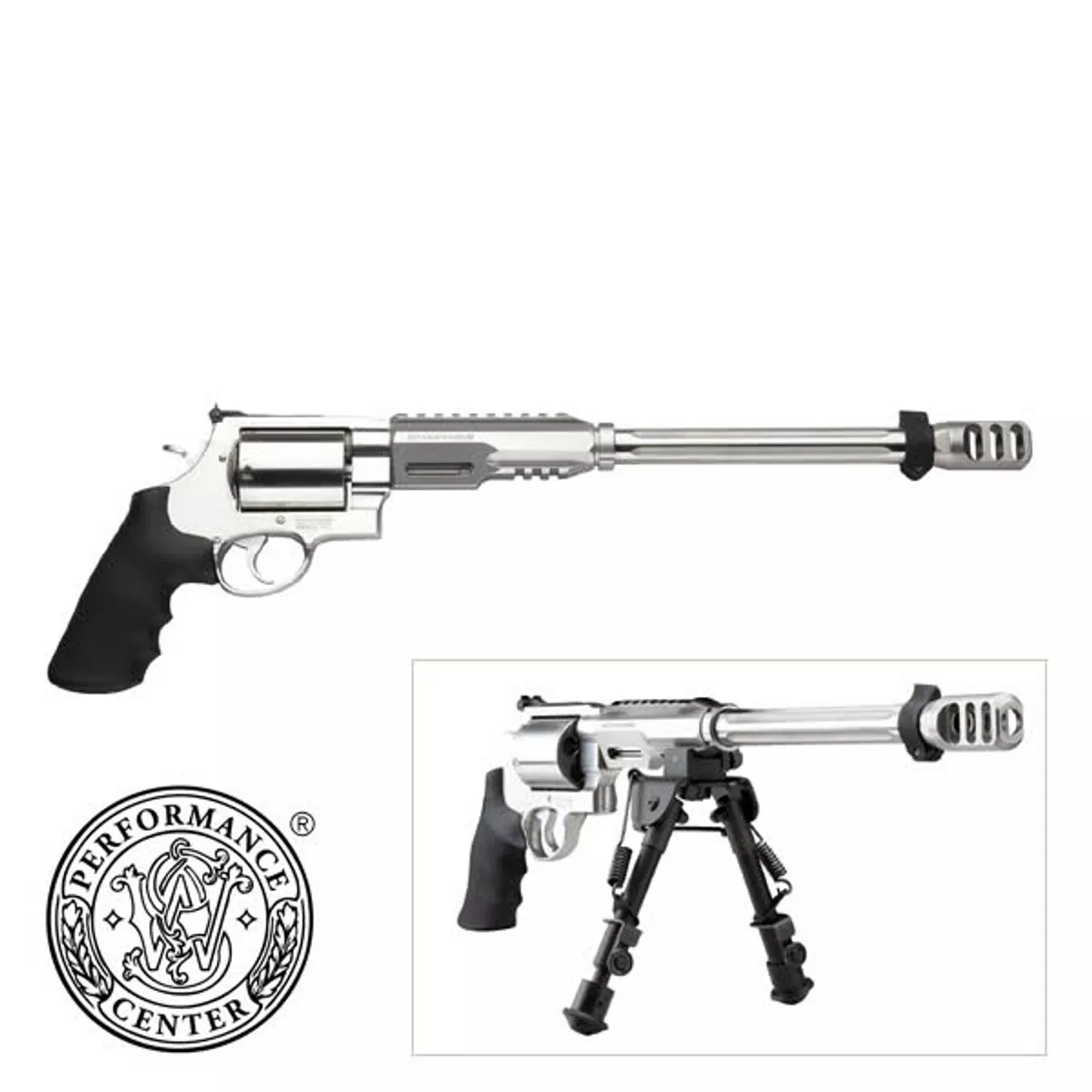 Smith & Wesson 460XVR Performance Center .460SW 14″ Fluted Barrel, Glassbead Finish, Picatinny-Style Rail, Bipod