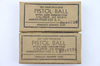 SOLD - 100 Rounds 1943 Dated .45 Ammo