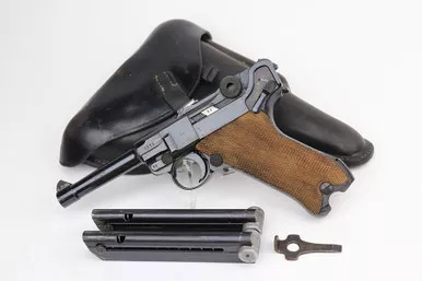 SOLD - 1941 Mauser Luger Rig - Two Matching Magazines (9315o - 19211)