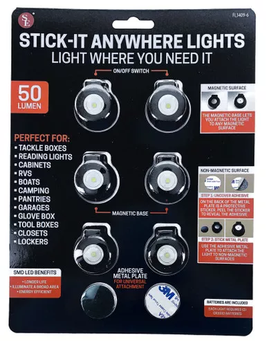 Sona Enterprises 6 Piece Stick It Anywhere Lights