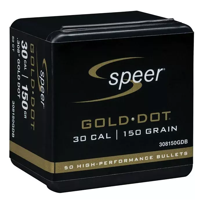 Speer 308150GDB Gold Dot 30Cal 150gr Soft Point 50 Per Box/20 Case