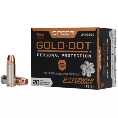 Speer Gold Dot .30 Super Carry 115 Grain BJHP Ammunition - 20 Rounds