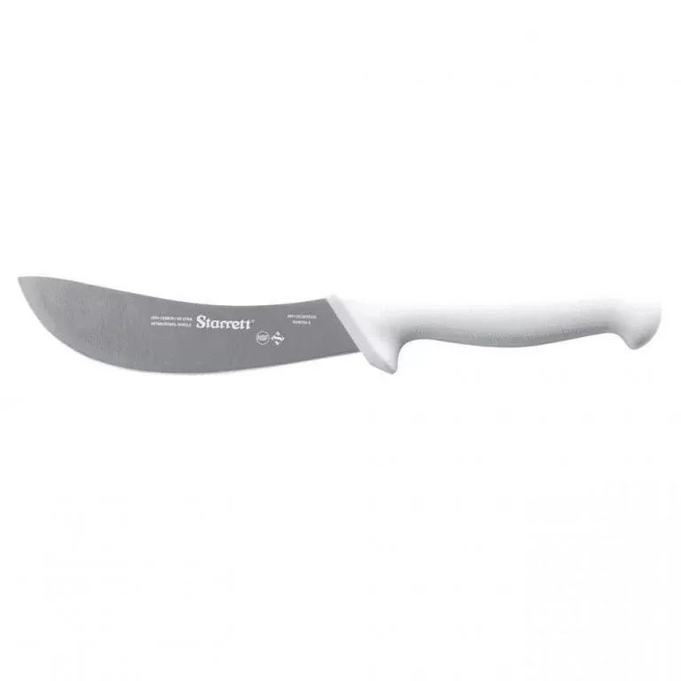STARRETT SKINNING/ BUTCHERS KNIFE 6'' CURVED WHITE HANDLE