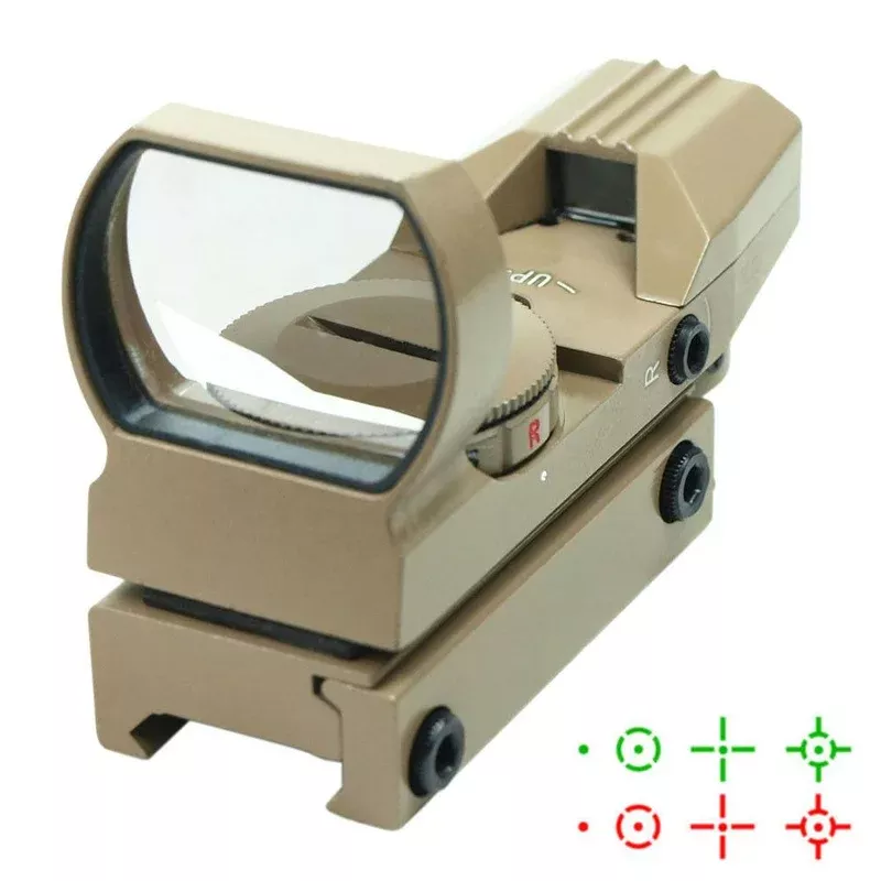 Tactical Holographic Reflex Sight Red – Green 4 Reticles with Rail Mount – Tan