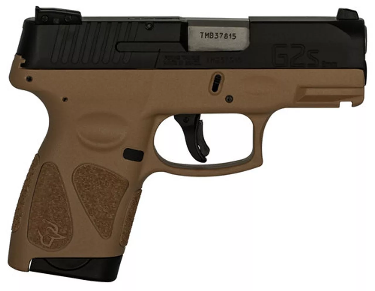 Taurus G2S, 9mm, 3.26″, 7rd, Black Carbon Slide, Tan Frame