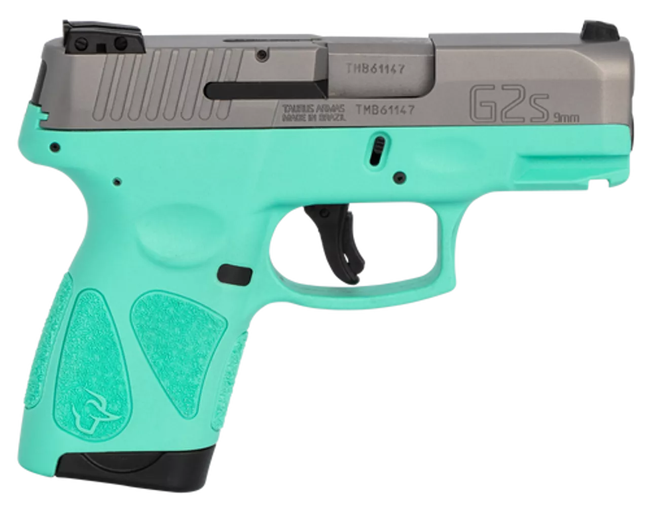 Taurus G2S, 9mm, 3.26″ Barrel, 7rd, Stainless Slide, Cyan