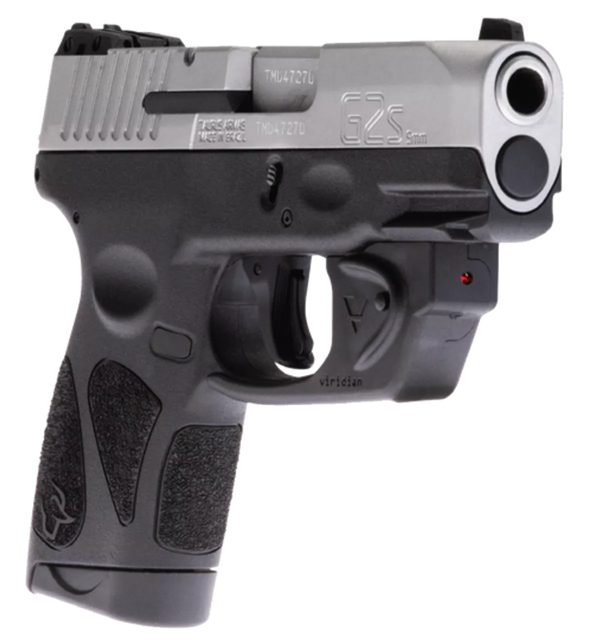 Taurus G2S Viridian Laser 9mm, 3.25″ Barrel, Black Grip and Frame, Stainless Steel Slide, 7rd
