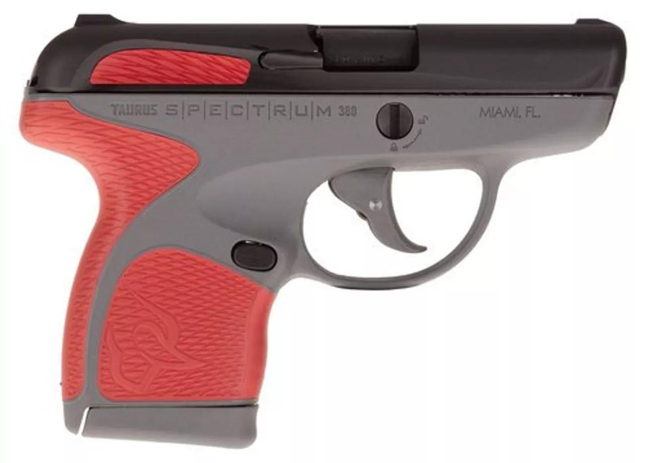 Taurus Spectrum, .380 ACP, 2.8″ Barrel, 6rd, Gray Frame, Red Grips and Black Slide