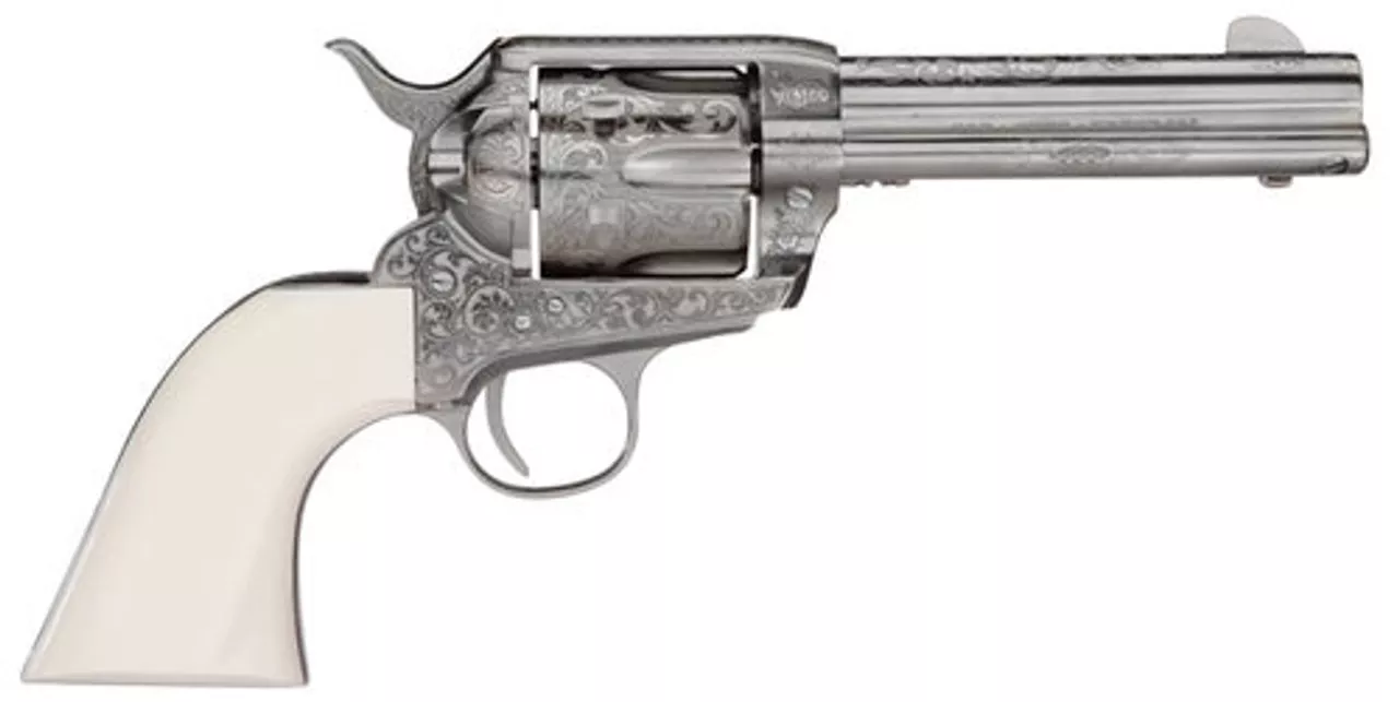 Taylors Outlaw Legacy Nickle Engraved 357 Mag, 4.75″ Barrel