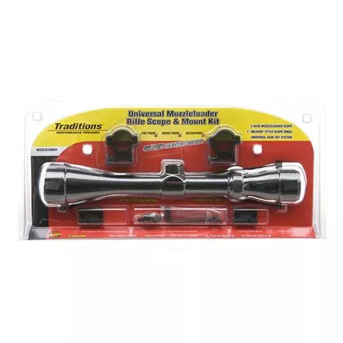 Traditions A1171 Muzzleloader Scope Pack 3-9x 40mm Medium Rings 2 Piece Base