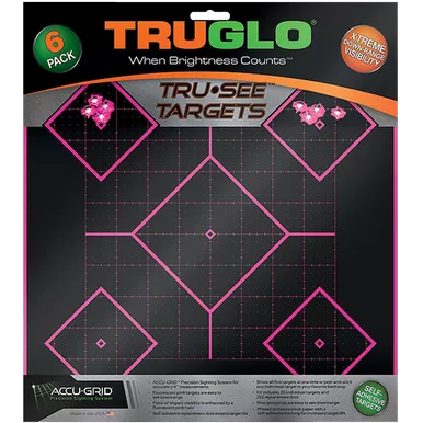 Truglo Tru-See Splatter Target 5 Diamond 12x12 6 Pack Pink