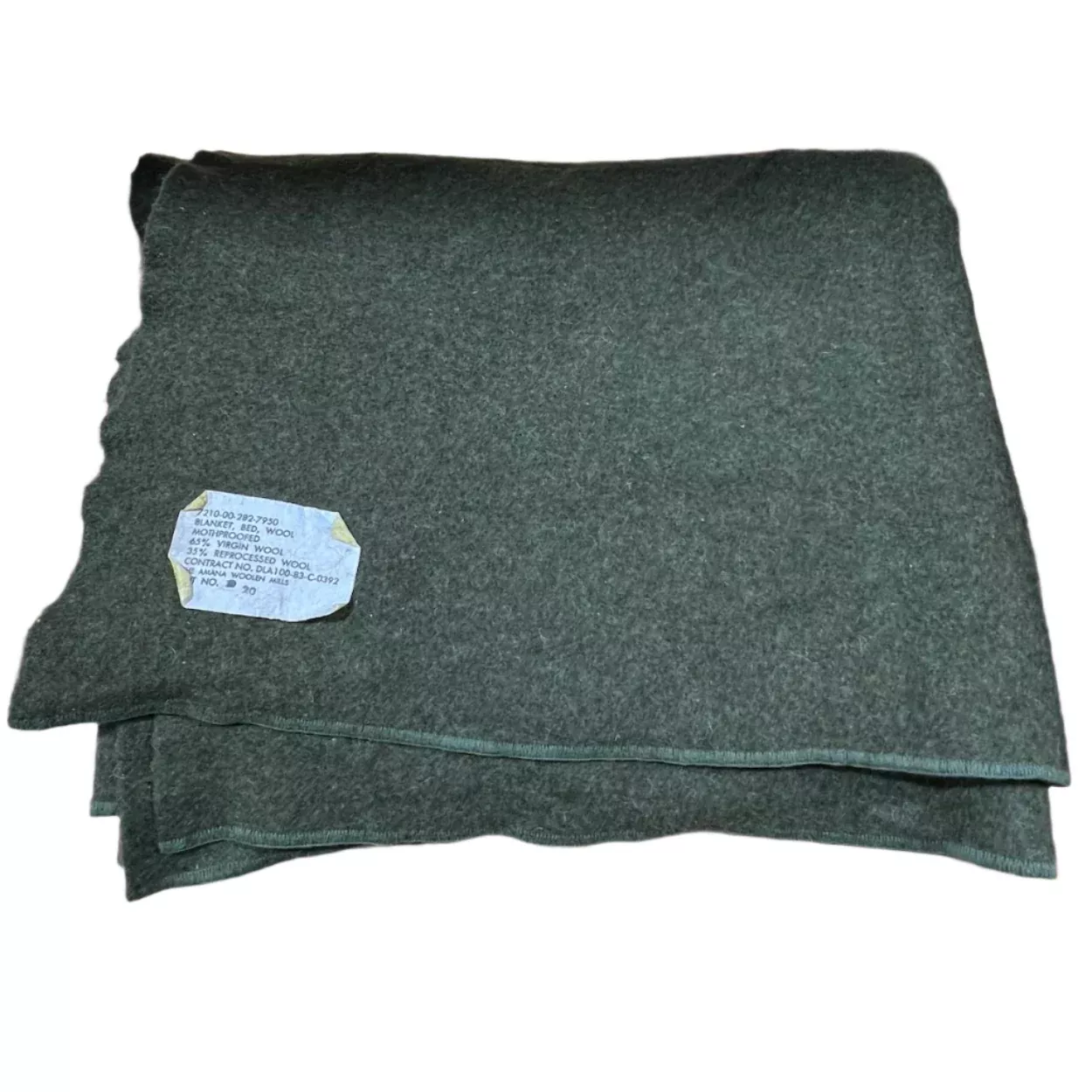US Military Wool Blanket Made in USA | Olive Drab | 80"×62"