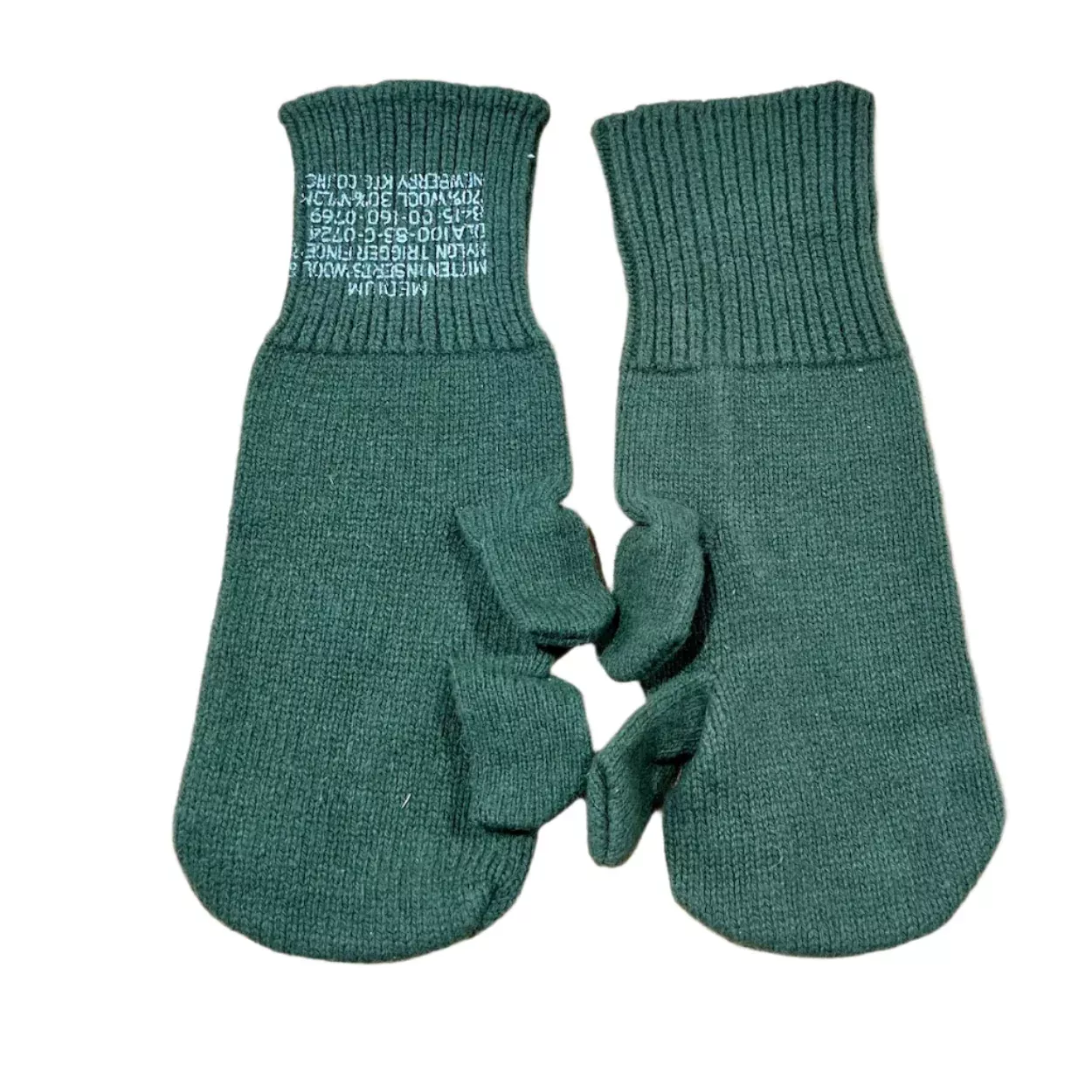 US Military Wool Trigger Finger Mitten Liners - Medium Size - Genuine Army Issue