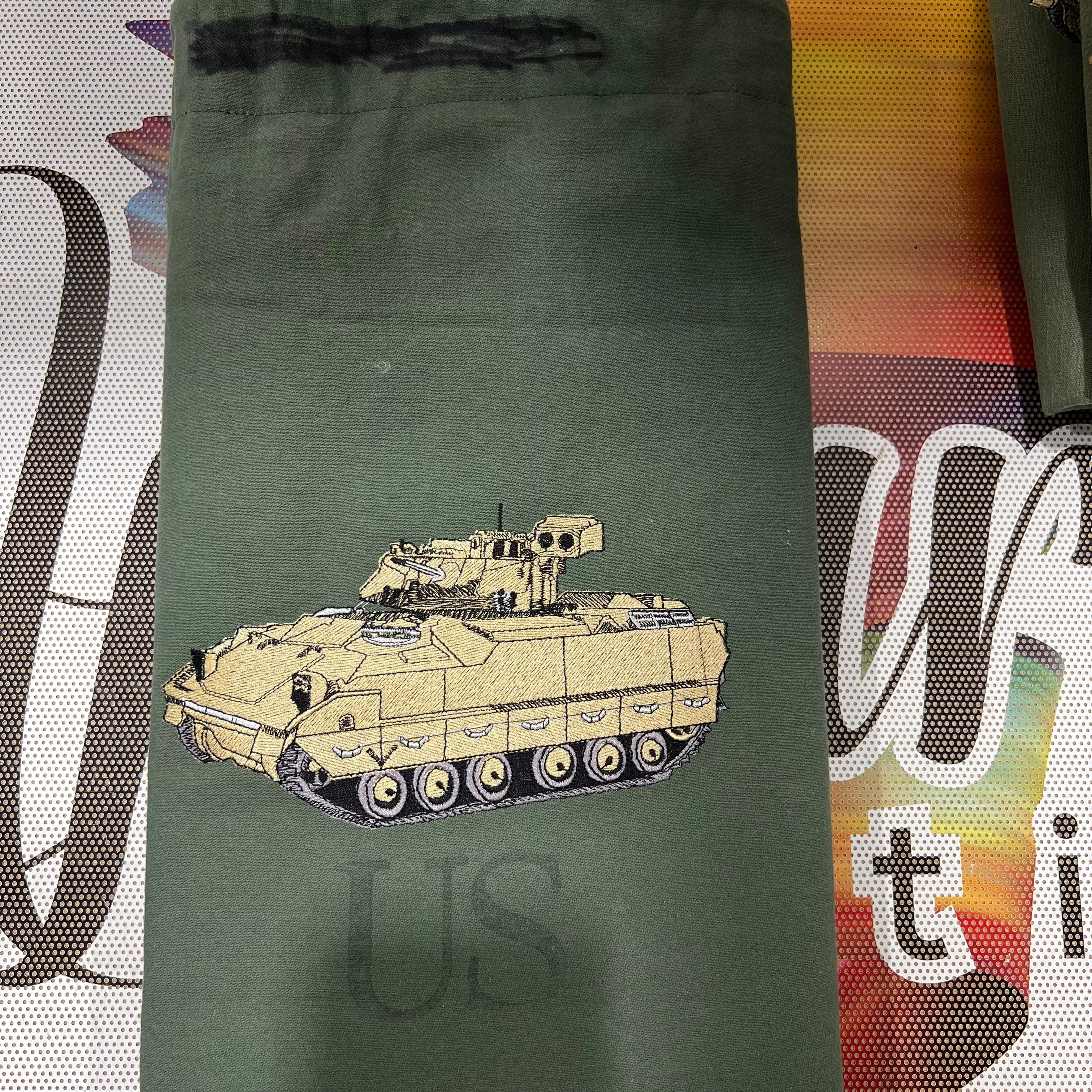 Vintage US Army Barrack Bag Laundry BagBradley Tank Embroidered