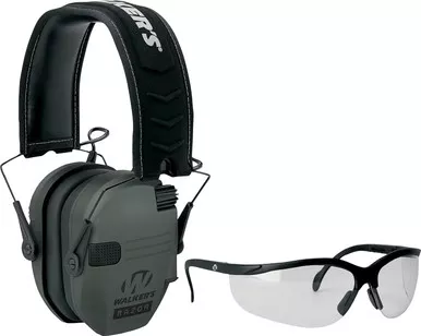 Walker's Razor Slim Electronic Muffs & Glasses Combo Kit For Head USED