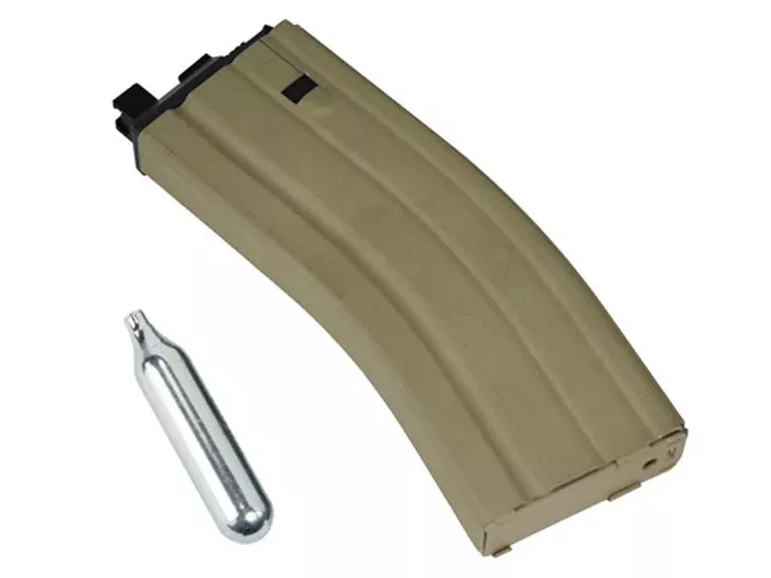 WE MIL4 / MK1530rd Tan CO2 Airsoft Magazine,