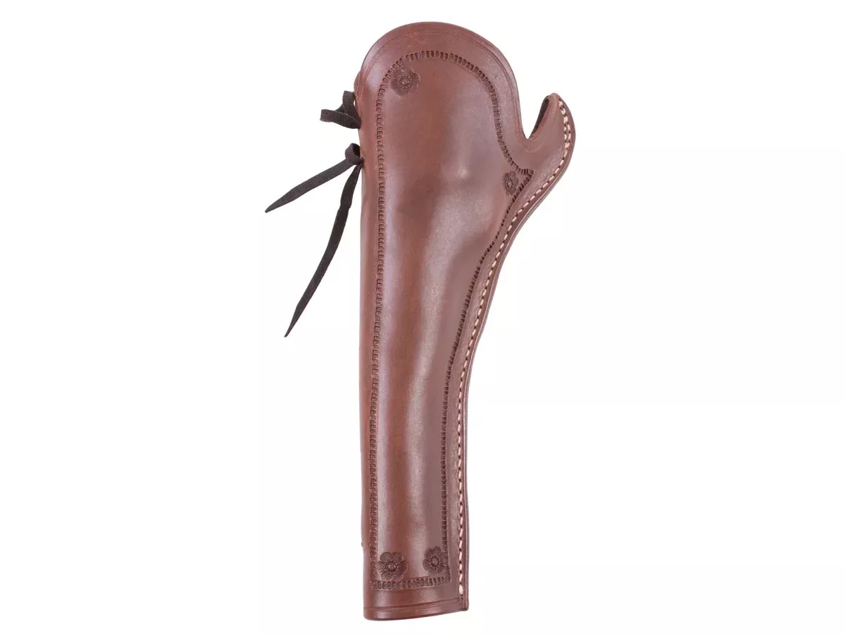 Western Justice Hand-Tooled Leather Holster, 7.5", Mahogany, Left Hand, Fits Schofield CO2 BB Revolver