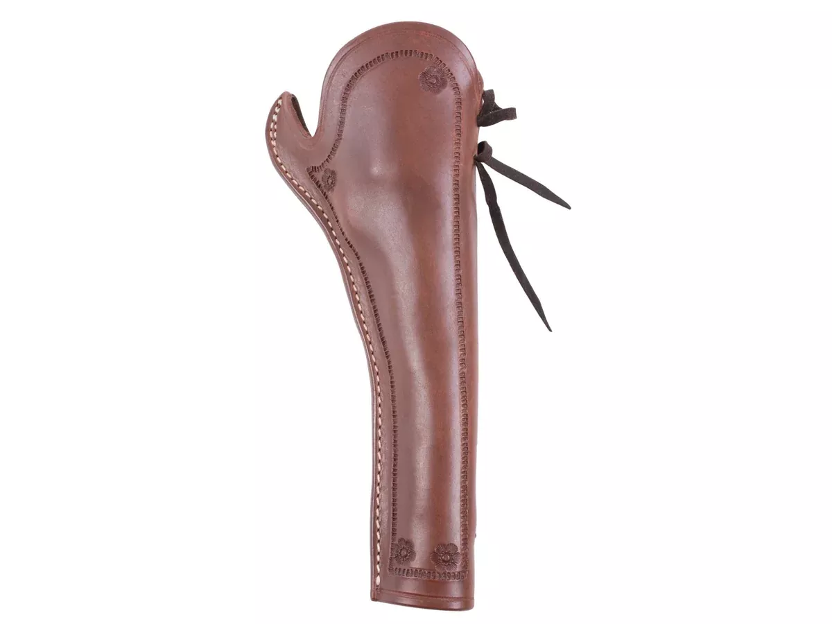 Western Justice Hand-Tooled Leather Holster, 7.5", Mahogany, Right Hand, Fits Schofield CO2 BB Revolver
