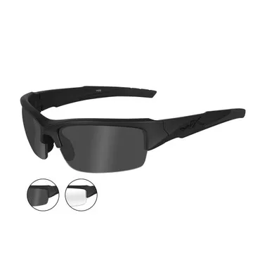 Wiley X CHVAL07 Valor Smoke Grey/Clear Lenses Matte Blk Frame Ballistic Sunglasses