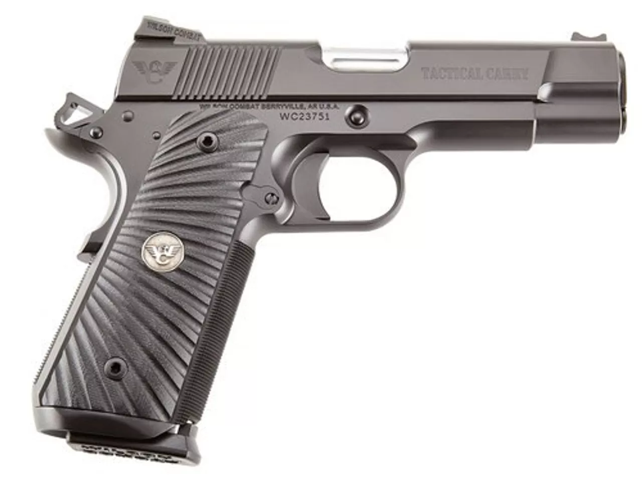 Wilson Combat 1911 Commander Tactical Carry 45 ACP 5″ Barrel, G10 Starburst Grip, OD Green Frame, Black Carbon Slide, 8rd