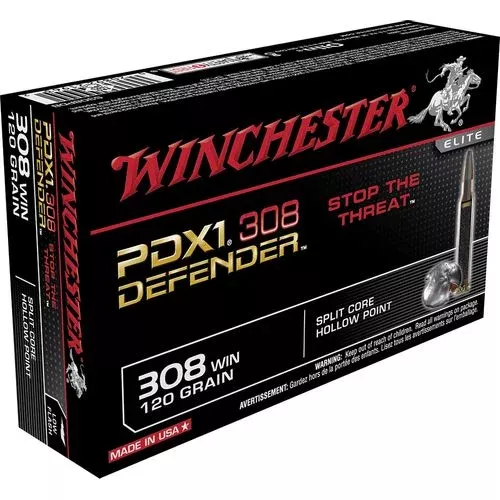 Winchester Ammo S308PDB Defender308 Win 120 gr Split Core Jacketed Hollow Point 20 Bx/ 10 Cs