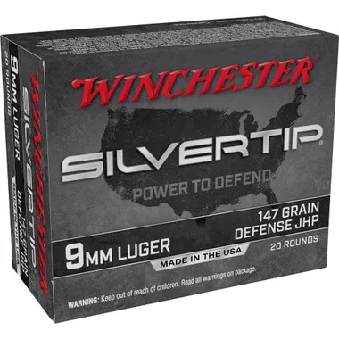 Winchester Silvertip 9mm 147 Grain JHP Ammunition - 20 Rounds