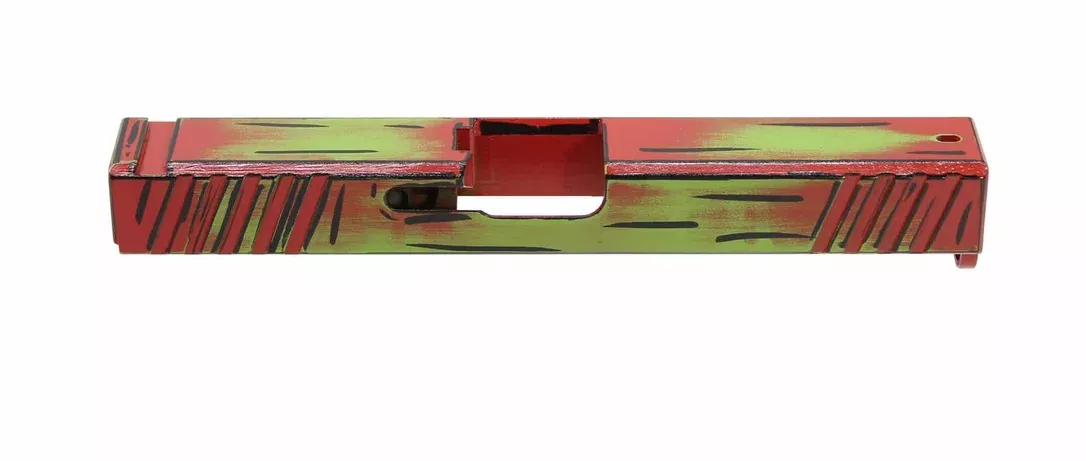 Zombie Green & Red Cel-Shade Cerakote Glock 17 Standard One-Off Slide